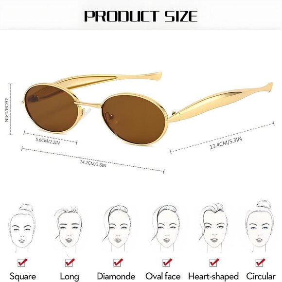 Retro Oval Sunglasses Women Small Frame UV400 Protection Vintage Fashion - Picture 3 of 6